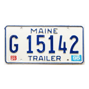 1995 Maine Trailer License Plate #G15142
