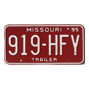 1995 Missouri Trailer License Plate #919HFY