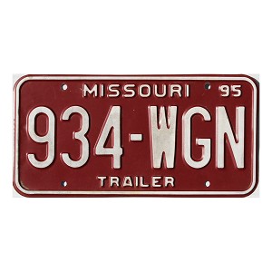 1995 Missouri Trailer License Plate #934WGN