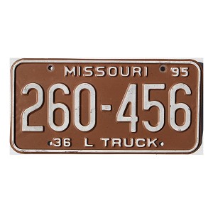 1995 Missouri Truck License Plate #260456