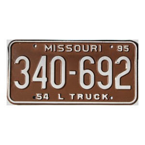 1995 Missouri Truck License Plate #340692