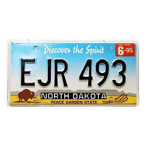1995 North Dakota License Plate #EJR493