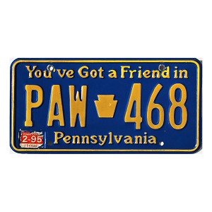 1995 Pennsylvania License Plate #PAW468