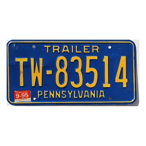 1995 Pennsylvania Trailer License Plate #TW83514
