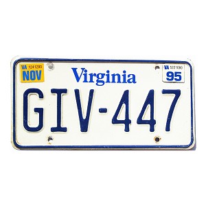 1995 Virginia License Plate #GIV447