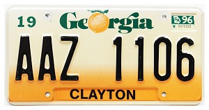 1996 Georgia License Plate #AAZ1106