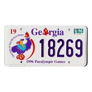 1996 Georgia Paralympic Games License Plate #18269