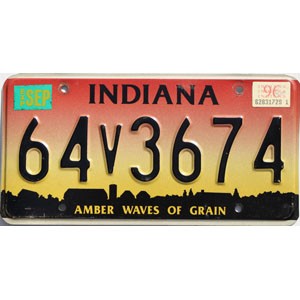 1996 Indiana License Plate #64V3674
