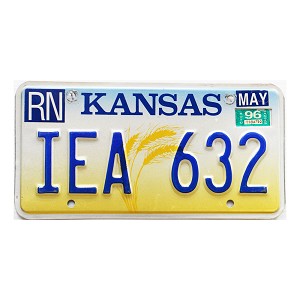1996 Kansas License Plate #IEA632