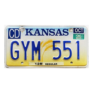 1996 Kansas Truck License Plate #GYM551