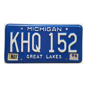 1996 Michigan License Plate #KHQ152