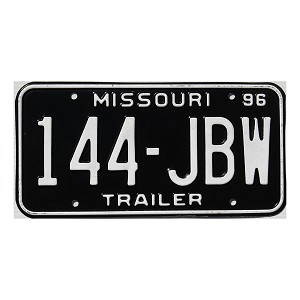 1996 Missouri Trailer License Plate #144JBW