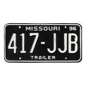1996 Missouri Trailer License Plate #417JJB