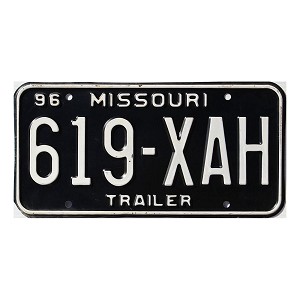 1996 Missouri Trailer License Plate #619XAH