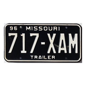 1996 Missouri Trailer License Plate #717XAM