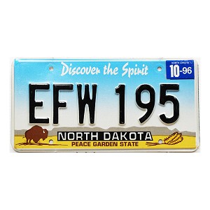 1996 North Dakota License Plate #EFW195