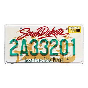 1996 South Dakota License Plate #2A33201