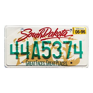 1996 South Dakota License Plate #44A5374