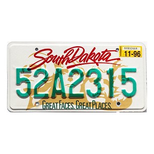 1996 South Dakota License Plate #52A2315