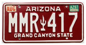 1997 Arizona License Plate #MMR417