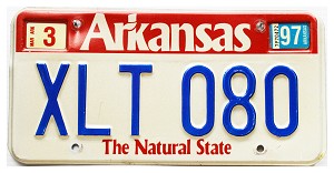 1997 Arkansas License Plate #XLT080