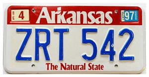 1997 Arkansas License Plate #ZRT542
