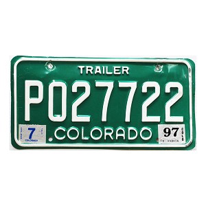 1997 Colorado Trailer License Plate #P027722