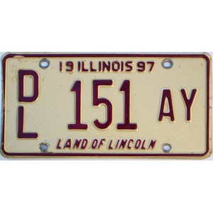 1997 Illinois Dealer License Plate #151AY