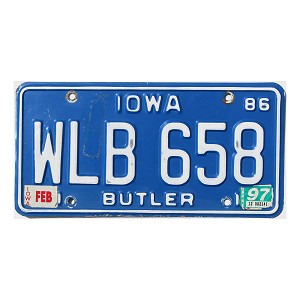 1997 Iowa License Plate #WLB658