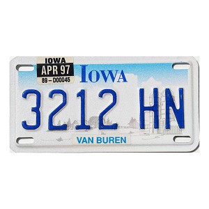 1997 Iowa Motorcycle License Plate #3212HN