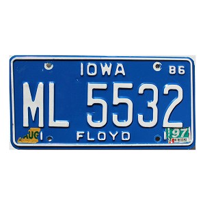 1997 Iowa Truck License Plate #ML5532