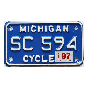 1997 Michigan Motorcycle License Plate #SC594