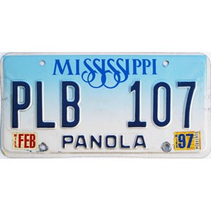 1997 Mississippi License Plate #PLB107