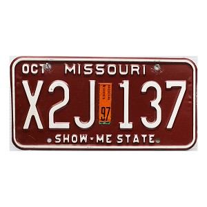 1997 Missouri License Plate #X2J137