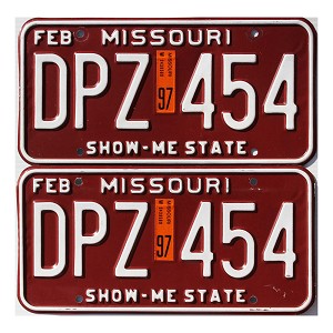 1997 Missouri License Plates Pair #DPZ454