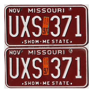 1997 Missouri License Plates Pair #UXS371