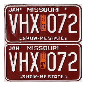 1997 Missouri License Plates Pair #VHX072