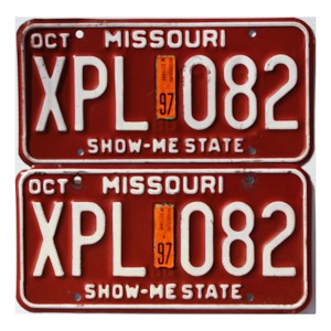 1997 Missouri License Plates Pair #XPL082
