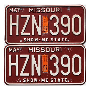 1997 Missouri License Plates Pair #HZN390