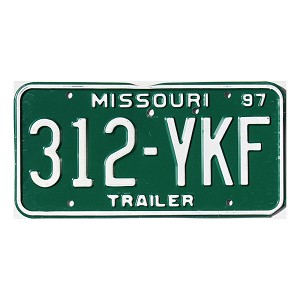 1997 Missouri Trailer License Plate #312YKF