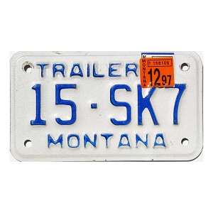 1997 Montana Trailer License Plate #15SK7