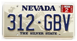 1997 Nevada License Plate #312GBV