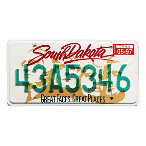 1997 South Dakota License Plate #43A5346