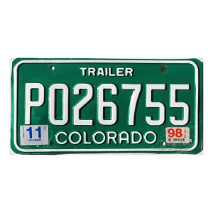 1998 Colorado Trailer License Plate #P026755
