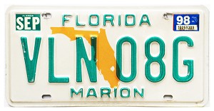 1998 Florida License Plate #VLN08G