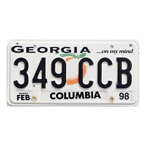 1998 Georgia License Plate #349CCB