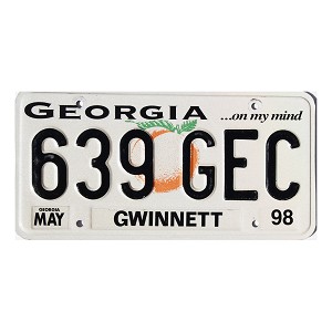 1998 Georgia License Plate #639GEC