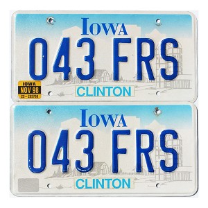 1998 Iowa License Plates Pair #043FRS