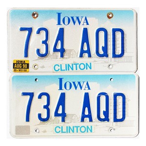 1998 Iowa License Plates Pair #734AQD