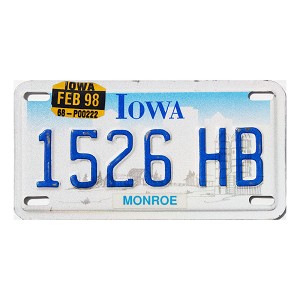 1998 Iowa Motorcycle License Plate #1526HB